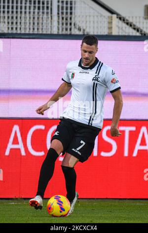Iacopo Sala (Spezia) während des spiels der italienischen Fußballserie A Spezia Calcio gegen US Sassuolo am 05. Dezember 2021 im Alberto Picco Stadion in La Spezia, Italien (Foto: Cucco Ricucchi/LiveMedia/NurPhoto) Stockfoto