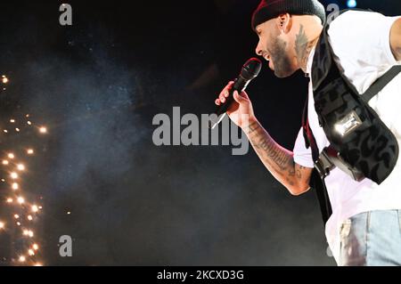 Sängerin Nicky Jam tritt am 06. Dezember 2021 im Wizink Center in Madrid, Spanien, auf (Foto von Oscar Gonzalez/NurPhoto) Stockfoto