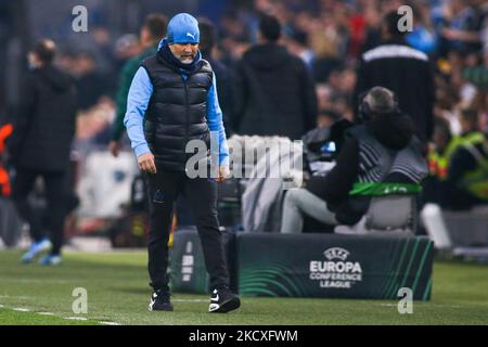 Marseille, Frankreich. 7. April 2022. Trainer Jorge Sampaoli als Trainer von Marseille bei einem Fußballspiel der UEFA Conference League zwischen Olympique Marseille und dem PAOK FC (Foto: © Giannis Papanikos/ZUMA Press Wire) Stockfoto