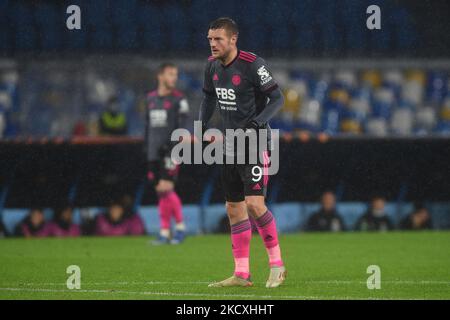 Jamie Vardy von Leicester City während des UEFA Europa League-Spiels zwischen SSC Napoli und Leicester City im Stadio Diego Armando Maradona Naples Italien am 9. Dezember 2021. (Foto von Franco Romano/NurPhoto) Stockfoto