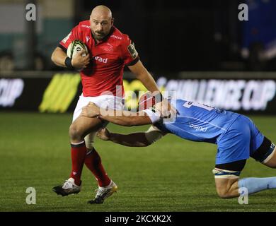 Carl Fearns von Newcastle Falcons in Aktion während des European Rugby Challenge Cup-Spiels zwischen Newcastle Falcons und Worcester Warriors im Kingston Park, Newcastle am Freitag, den 10.. Dezember 2021. (Kredit: Will Matthews | MI News) (Foto von MI News/NurPhoto) Stockfoto