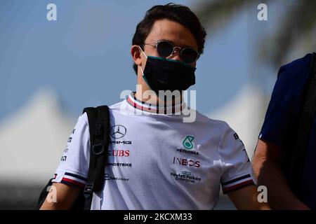 Nick De Vries kam vor dem Qualifying des letzten Rennens des Jahres im Yes Marina Circuit, Yes Island, Abu Dhabi, Unitre Arab Emirates, 11. Dezember 2021 ins Fahrerlager (Foto: Andrea Diodato/NurPhoto) Stockfoto