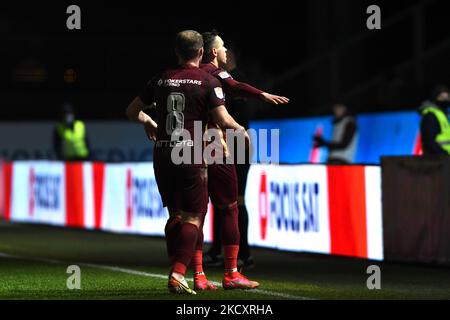 Spieler des CFR Cluj feiern nach ihrem ersten Tor in Rumänien Liga1: CFR Cluj 1-0 CS Mioveni bestritten im Stadion Dr. Constantin Radulescu, Cluj-Napoca, 12. Dezember 2021 (Foto: Flaviu Buboi/NurPhoto) Stockfoto