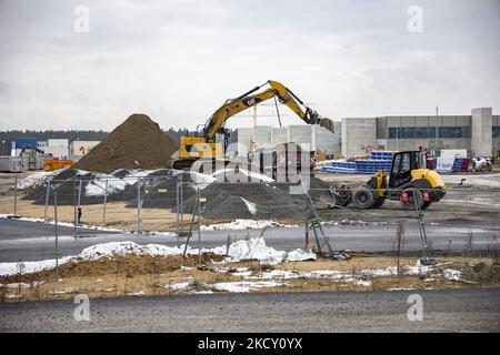 Baustelle des Tesla Gigafactory in Grünheide nördlich von Berlin, Deutschland am 6. Dezember 2021. (Foto von Emmanuele Contini/NurPhoto) Stockfoto