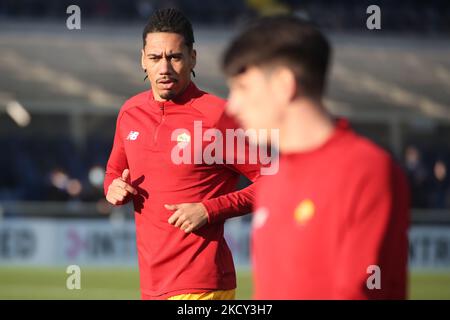 Chris Smalling von AC Roma in Aktion während des Fußballspiels der Serie A zwischen Atalanta Calcio und AC Roma am 18. Dezember 2021 im Gewiss-Stadion in Bergamo, Italien (Foto: Mairo Cinquetti/NurPhoto) Stockfoto