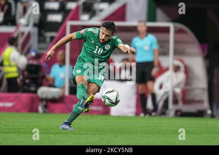 (10) BELAILI Mohammed von Algerien beim FIFA Arab Cup Qatar 2021 Finale zwischen Tunesien und Algerien am 18. Dezember 2021 im Al Bayt Stadium in Al Khor, Katar. (Foto von Ayman Aref/NurPhoto) Stockfoto