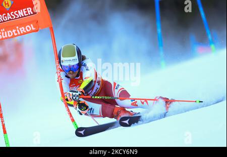 FELLER Manuel (AUT) Dritter Platz beim alpinen Skirennen 2021 FIS Ski World Cup - Men&#39;s Riesenslalom am 19. Dezember 2021 auf der Gran Risa in Alta Badia, Italien (Foto by Sergio Bisi/LiveMedia/NurPhoto) Stockfoto