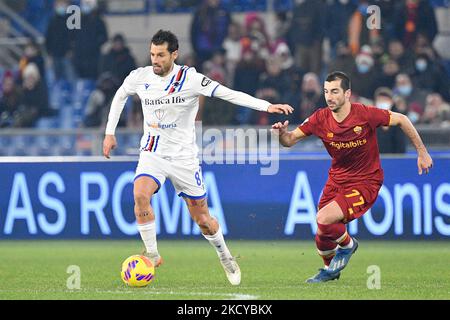 Antonio Candreva (UC Sampdoria) während der Italienischen Fußball-Liga Ein 2021/2022-Match zwischen AS Roma und UC Sampdoria am 22. Dezember 2021 im Olimpic Stadium in Rom. (Foto von Fabrizio Corragetti/LiveMedia/NurPhoto) Stockfoto