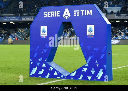Serie A Banner vor der Serie Ein Spiel zwischen SSC Napoli und Spezia Calcio im Stadio Diego Armando Maradona Neapel Italien am 22. Dezember 2021. (Foto von Franco Romano/NurPhoto) Stockfoto