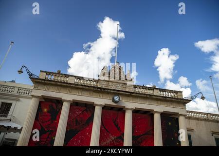 Fassade der Hauptwache in Valletta, Malta, am 24. November 2019. (Foto von Emmanuele Contini/NurPhoto) Stockfoto