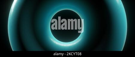 azure-Donut-Hintergrund, Panoramabild, 3D Render Stockfoto