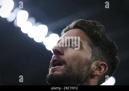 Napoli-Stürmer Dries Mertens (14) zieht sein Trikot während des Fußballspiels der Serie A Nr.20 JUVENTUS - NAPOLI am 06. Januar 2022 im Allianz-Stadion in Turin, Piemont, Italien, aus. Endergebnis: Juventus-Napoli 1-1. (Foto von Matteo Bottanelli/NurPhoto) Stockfoto