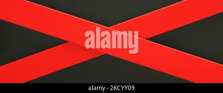 Realistische Überkreuzung Warnbänder, 3D Render, Panoramabild Stockfoto