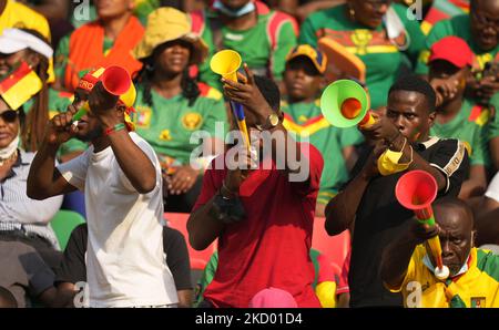 Fans während Kameruns gegen Burkina Faso, African Cup of Nations, im Paul Biya Stadium am 9. Januar 2022. (Foto von Ulrik Pedersen/NurPhoto) Stockfoto