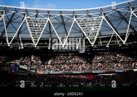 LONDON, GROSSBRITANNIEN. JAN 9. London Stadium im Rahmen des Spiels der FA Cup Third Round zwischen West Ham United und Leeds United am Sonntag, 9.. Januar 2022, im London Stadium, Stratford. (Foto von Federico Maranesi/MI News/NurPhoto) Stockfoto