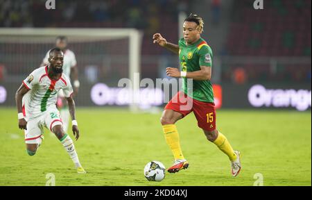 Pierre Kunde aus Kamerun während des Kamerun gegen Burkina Faso, Afrikanischer Fußballpokal, im Paul Biya Stadium am 9. Januar 2022. (Foto von Ulrik Pedersen/NurPhoto) Stockfoto