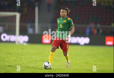 Pierre Kunde aus Kamerun während des Kamerun gegen Burkina Faso, Afrikanischer Fußballpokal, im Paul Biya Stadium am 9. Januar 2022. (Foto von Ulrik Pedersen/NurPhoto) Stockfoto