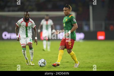 Pierre Kunde aus Kamerun während des Kamerun gegen Burkina Faso, Afrikanischer Fußballpokal, im Paul Biya Stadium am 9. Januar 2022. (Foto von Ulrik Pedersen/NurPhoto) Stockfoto