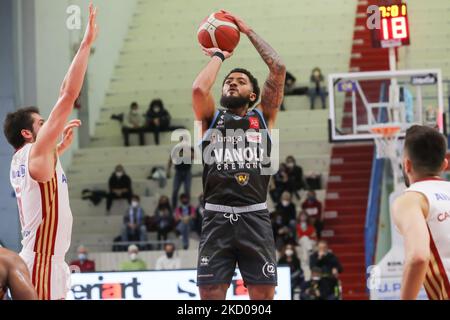 Jalen Harris (Vanoli Cremona) während der italienischen Basketball A Serie Championship Vanoli Basket Cremona vs Allianz Pallacanestro Trieste am 12. Januar 2022 im PalaRadi in Cremona, Italien (Foto von Matteo Casoni/LiveMedia/NurPhoto) Stockfoto