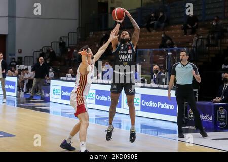 Jalen Harris (Vanoli Cremona) während der italienischen Basketball A Serie Championship Vanoli Basket Cremona vs Allianz Pallacanestro Trieste am 12. Januar 2022 im PalaRadi in Cremona, Italien (Foto von Matteo Casoni/LiveMedia/NurPhoto) Stockfoto