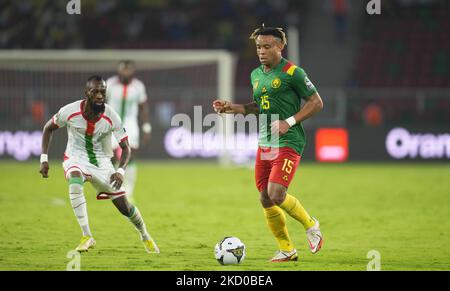 Pierre Kunde aus Kamerun während des Kamerun gegen Burkina Faso, Afrikanischer Fußballpokal, im Paul Biya Stadium am 9. Januar 2022. (Foto von Ulrik Pedersen/NurPhoto) Stockfoto