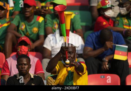 Fans während Kameruns gegen Burkina Faso, African Cup of Nations, im Paul Biya Stadium am 9. Januar 2022. (Foto von Ulrik Pedersen/NurPhoto) Stockfoto