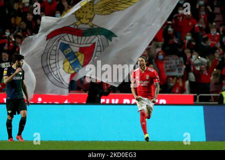 Darwin Nunez von SL Benfica feiert am 15. Januar 2022 ein Tor beim Fußballspiel der Portugiesischen Liga zwischen SL Benfica und dem FC Moreirense im Luz-Stadion in Lissabon, Portugal. (Foto von Pedro Fiúza/NurPhoto) Stockfoto