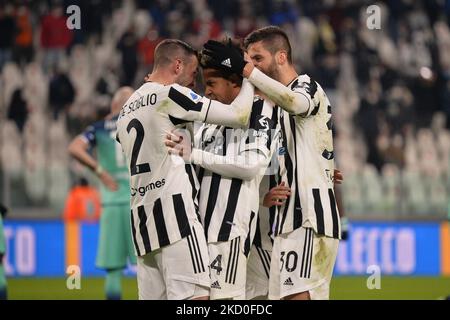 Juventus feiert ein Tor während des Serie-A-Fußballmatches zwischen Juventus FC und Udinese Calcio im Allianz Stadium am 15. Januar 2022 in Turin, Italien (Foto: Alberto Gandolfo/NurPhoto) Stockfoto