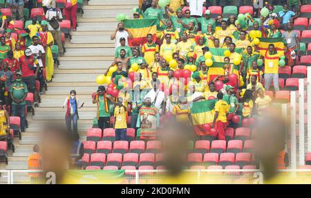 Äthiopische Fans während Kameruns gegen Äthiopien, African Cup of Nations, im Olembe Stadium am 13. Januar 2022. (Foto von Ulrik Pedersen/NurPhoto) Stockfoto