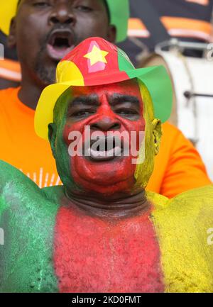 Fans während Kameruns gegen Äthiopien, African Cup of Nations, im Olembe Stadium am 13. Januar 2022. (Foto von Ulrik Pedersen/NurPhoto) Stockfoto