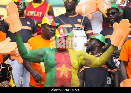 Fans während Kameruns gegen Äthiopien, African Cup of Nations, im Olembe Stadium am 13. Januar 2022. (Foto von Ulrik Pedersen/NurPhoto) Stockfoto