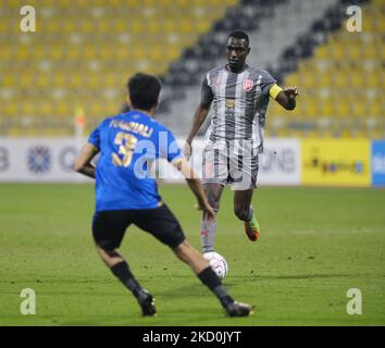 Almoez Ali (11) von Al Duhail am 17. Januar 2022 während des QNB Stars League-Spiels im Suheim bin Hamad Stadium in Doha, Katar. (Foto von Simon Holmes/NurPhoto) Stockfoto