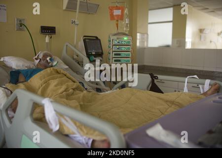 Positive Covid-Patienten werden am 18. Januar 2022 im Pablo Arturo Suarez Krankenhaus in der Stadt Quito, Ecuador, behandelt (Foto: Rafael Rodriguez/NurPhoto) Stockfoto