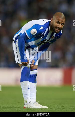 Rafinha Alcantara von Real Sociedad in Aktion während des Copa del Rey-Spiels zwischen Real Sociedad und Club Atletico de Madrid am 19. Januar 2022 in der reale Arena in San Sebastian, Spanien. (Foto von Jose Breton/Pics Action/NurPhoto) Stockfoto