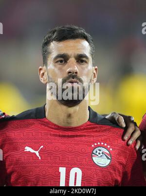 !E19! Während der Afrikanischen Fußballmeisterschaft der Nationen in Ägypten gegen den Sudan am 19. Januar 2022 im Ahmadou-Ahidjo-Stadion. (Foto von Ulrik Pedersen/NurPhoto) Stockfoto