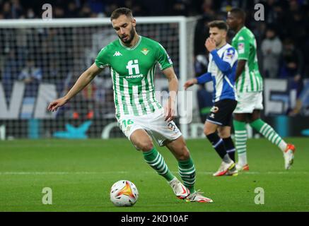 Deutsche Pezzella während des Spiels zwischen RCD Espanyol und Real Betis Balompie, entsprechend der Woche 22 der Liga Santander, spielte am 21.. Januar 2022 im RCDE-Stadion in Barcelona. -- (Foto von Urbanandsport/NurPhoto) Stockfoto