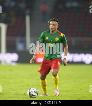 Pierre Kunde aus Kamerun während des Kamerun gegen Burkina Faso, Afrikanischer Fußballpokal, im Paul Biya Stadium am 9. Januar 2022. (Foto von Ulrik Pedersen/NurPhoto) Stockfoto