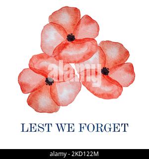 Remembrance Day. Schönes Bild mit Mohnblumen. Nahaufnahme, Draufsicht. Nationales Urlaubskonzept. Herzlichen Glückwunsch für Familie, Verwandte, Freunde und Stockfoto