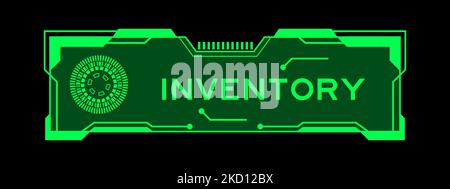 Grüne Farbe des futuristischen hud-Banners mit Wortbestand auf dem Bildschirm der Benutzeroberfläche auf schwarzem Hintergrund Stock Vektor