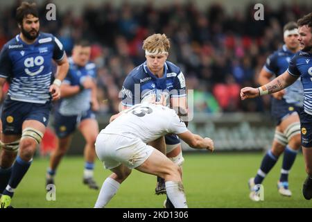 Daniel du Preez von Sale Sharks beim European Champions Cup-Spiel zwischen Sale Sharks und Ospreys im AJ Bell Stadium, Eccles, am Sonntag, den 23.. Januar 2022. (Foto von Pat ScaasI/MI News/NurPhoto) Stockfoto