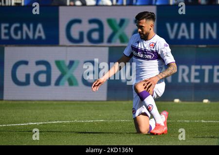 Nicolas Gonzalez von Fiorentina während des italienischen Fußballs Serie A Spiel Cagliari Calcio gegen ACF Fiorentina am 23. Januar 2022 in der Sardegna Arena in Cagliari, Italien (Foto von Luigi Canu/LiveMedia/NurPhoto) Stockfoto