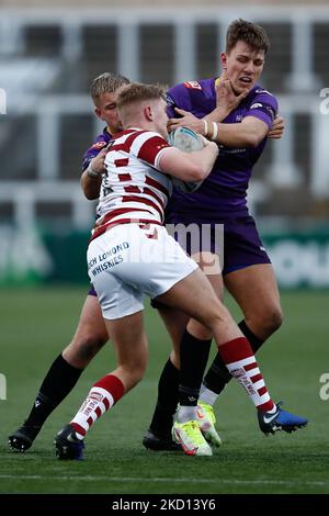 Während des Freundschaftsspiel zwischen Newcastle Thunder und Wigan Warriors im Kingston Park, Newcastle am Sonntag, den 23.. Januar 2022. (Foto von will Matthews/MI News/NurPhoto) Stockfoto