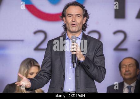 Der Kandidat der politischen Partei Creemos Colombia, Federico Gutierrez, bei der Debatte zwischen Präsidentschaftskandidaten im Club El Nogal in Bogota, Kolumbien, am 25. Januar 2021. (Foto von Daniel Garzon Herazo/NurPhoto) Stockfoto