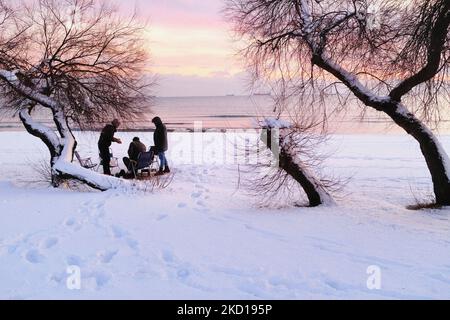 Schneeszenen in Istanbul am 25. Januar 2022. (Foto von Umit Turhan Coskun/NurPhoto) Stockfoto