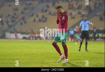 Youssef en-Nesyri aus Marokko während des Marokkos gegen Malawi, den Afrikanischen Cup der Nationen, am 25. Januar 2022 im Ahmadou-Ahidjo-Stadion. (Foto von Ulrik Pedersen/NurPhoto) Stockfoto