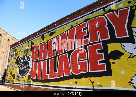 Das Baltic Triangle, einst ein Industriegebiet, ist ein unabhängiges, edgy, kreatives und digitales Viertel mit coolen Cafés und Indie-Start-ups in ehemaligen Lagerhäusern in der Jamaica Street in Liverpool, Großbritannien Stockfoto