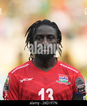 PA Modou Jagne von Gambia während Kamerun gegen Gambia, Afrikanischer Fußballpokal, im Japoma Stadium am 29. Januar 2022. (Foto von Ulrik Pedersen/NurPhoto) Stockfoto