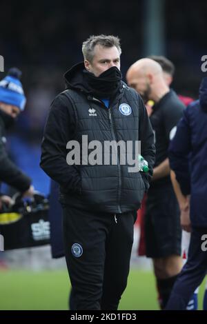 Robbie Stockdale, Rochdale-Manager, beobachtet am Samstag, den 29.. Januar 2022, während des Spiels der Sky Bet League 2 zwischen Oldham Athletic und Rochdale im Boundary Park, Oldham. (Foto von Pat Scaasi/MI News/NurPhoto) Stockfoto