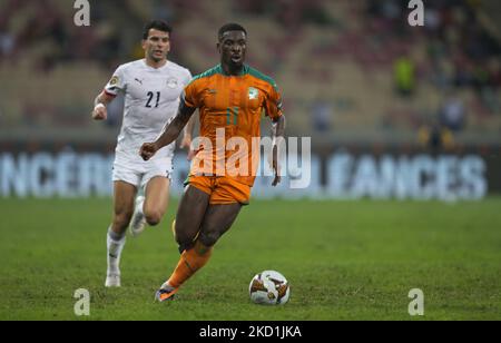 Vincent Aboubakar aus Kamerun während Kameruns gegen Komoren, Afrikanischer Fußballpokal, im Olembe-Stadion am 24/1/22. (Foto von Ulrik Pedersen/NurPhoto) Stockfoto