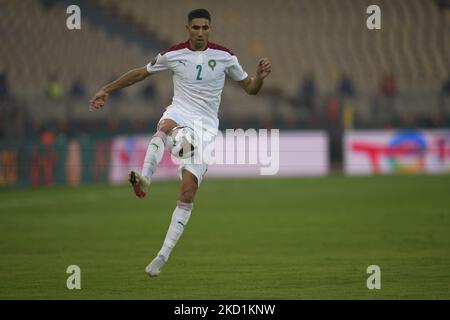 Achraf Hakimi von Marokko während Marokko gegen Ägypten, Afrikanischer Fußballpokal der Nationen, am 30. Januar 2022 im Ahmadou-Ahidjo-Stadion. (Foto von Ulrik Pedersen/NurPhoto) Stockfoto